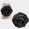 Satin Rosette Flat Cloud Clip in Black - Medium